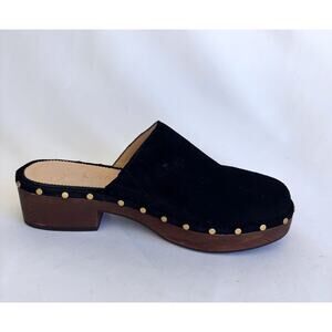 J. CREW Women's Platform Clogs Leather Studded Black Suede Size 7.5